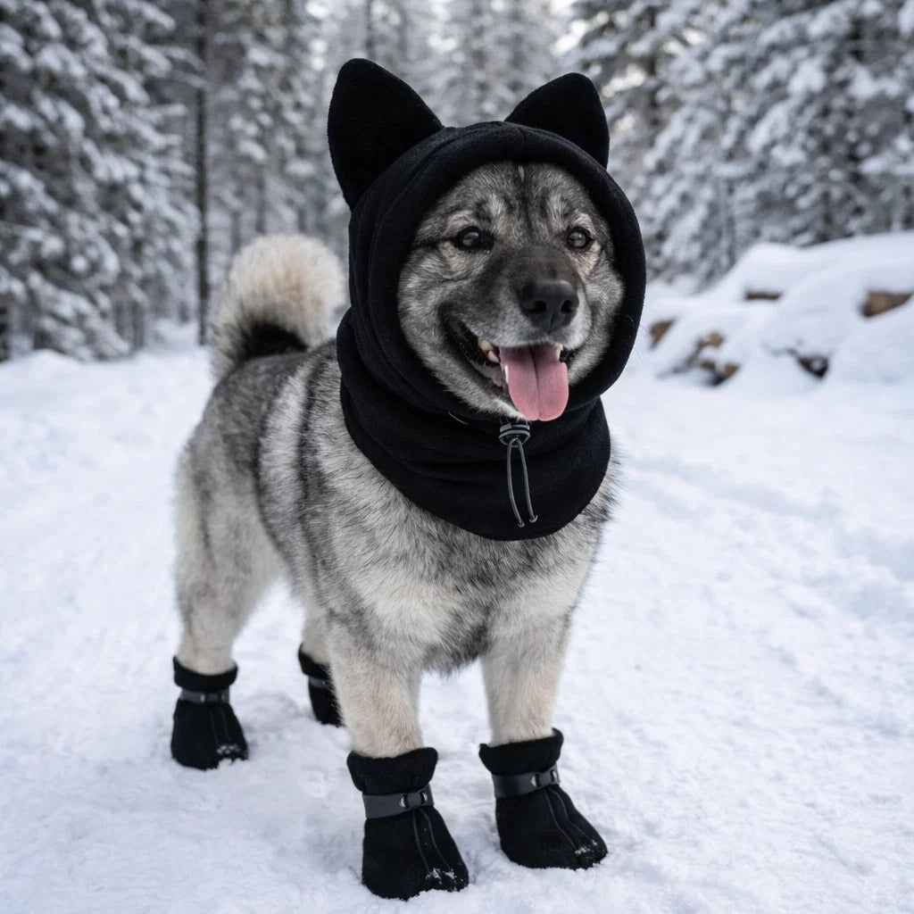Varm hundelue med ørebeskyttelse